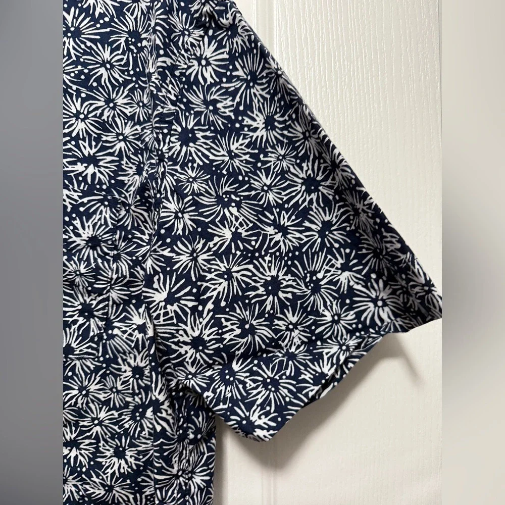 Banana Republic Men's m Slim-fit Luxe Poplin Shirt Navy white Fourth of July EUC